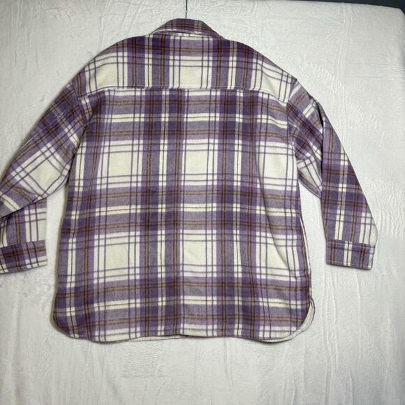 Forever 21 Plus Shacket Womens Size 2X Purple Brushed Plaid Wool Blend Jacket - Picture 6 of 11